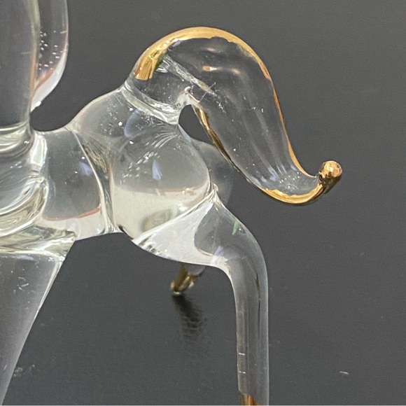 Vintage Clear Spun Glass Gold Gilt Unicorn Mini Figurine - Picture 4 of 11